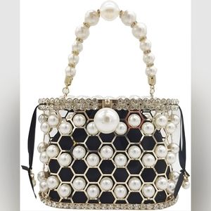 Unique Pearls and Rhinestones Handbag